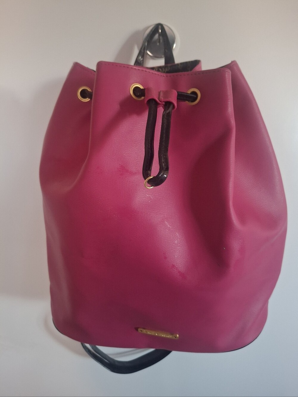 Juicy Couture Fuchsia Drawstring Backpack with Gold Accents